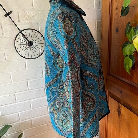 Vintage New Direction paisley brocade vintage 80s cotton blazer EUC - Picture 2 of 8